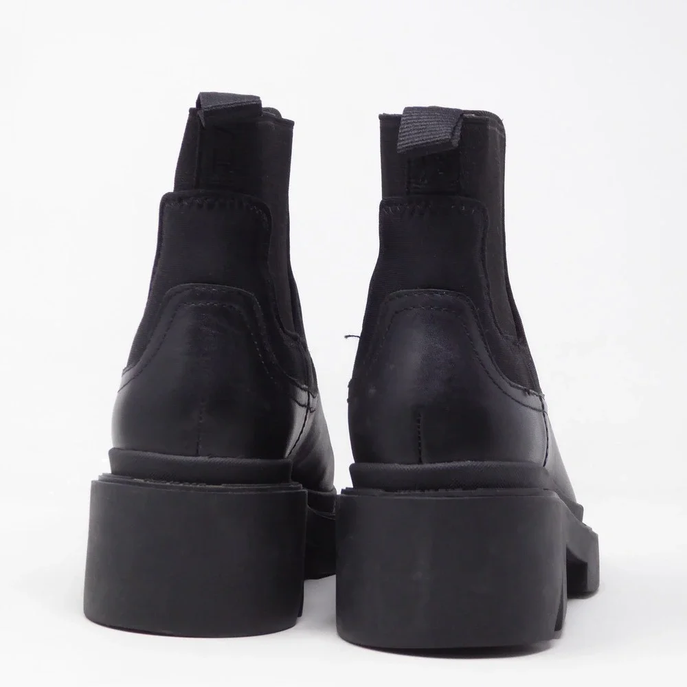 ASH Metro Women Boots Black Leather Lug Sole Chelsea Ankle Boots 36 / 5.5